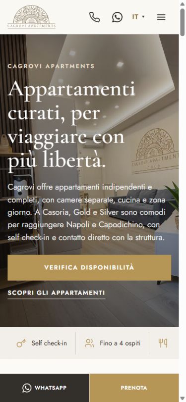 La homepage Cagrovi vista da smartphone